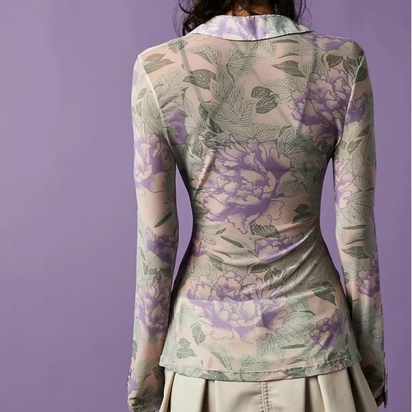 Free People Lucky Shirtee Lilac Bloom - Picture 2 of 3